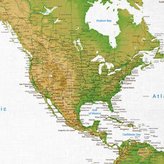 Personalized World Travel Map Tracker - Topographic