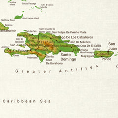 Caribbean Push Pin Map - Topographic - With 1,000 Pins!