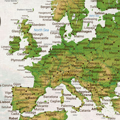Europe Push Pin Map - Topographic - With 1,000 Pins!