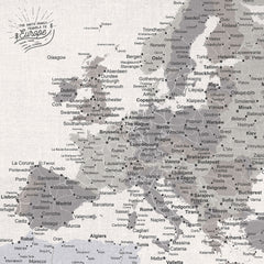 Europe Push Pin Map - Grey - WITH 1,000 PINS!